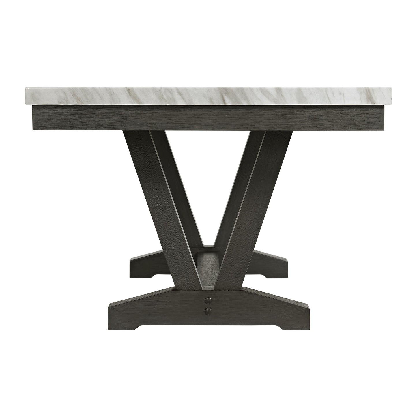 Everdeen - Dining Table With White Faux Marble Top - Charcoal