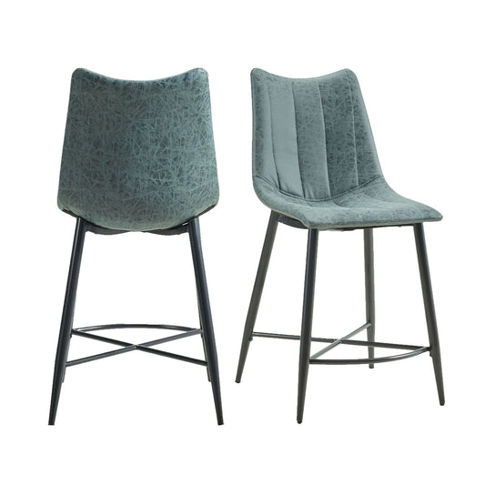Riko - Counter Height Side Chair (Set of 2) - Gray/Gun Metal