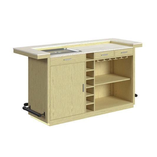 Cambrie - Bar Table With LED - Off-White And Natural