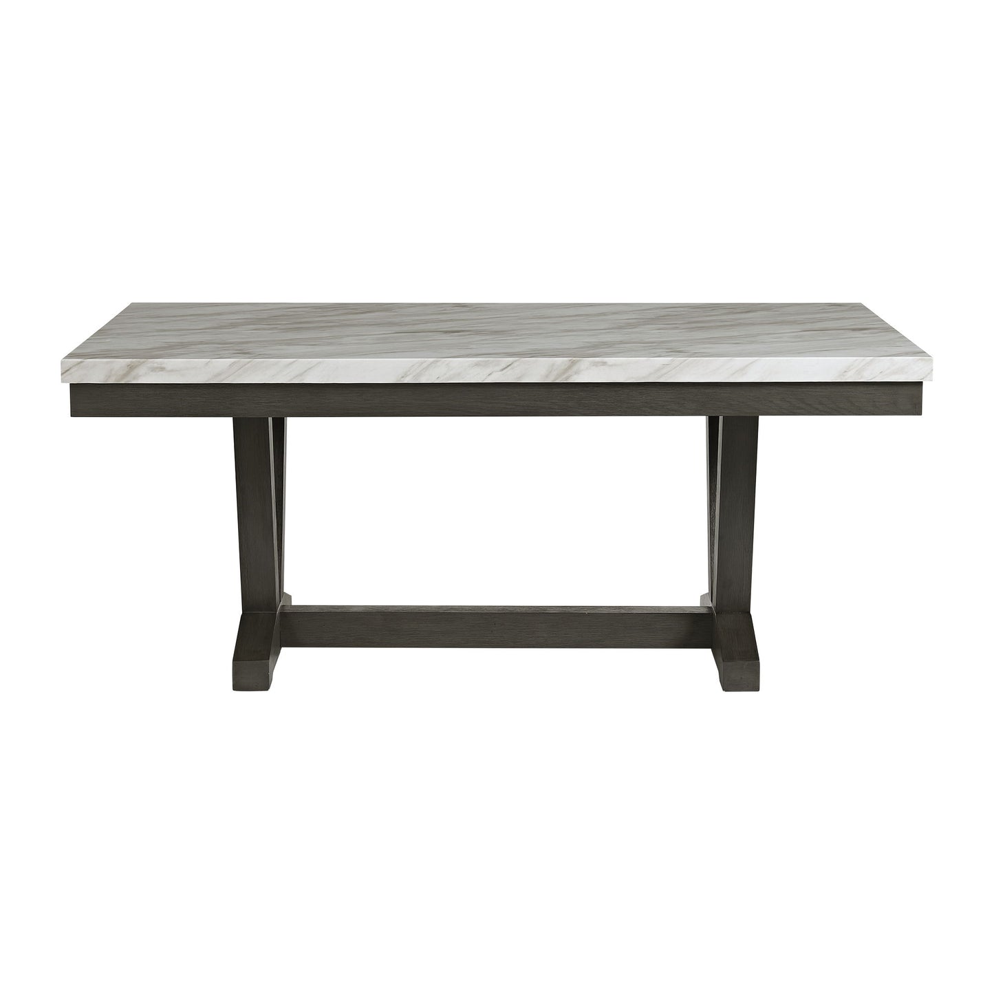 Everdeen - Dining Table With White Faux Marble Top - Charcoal