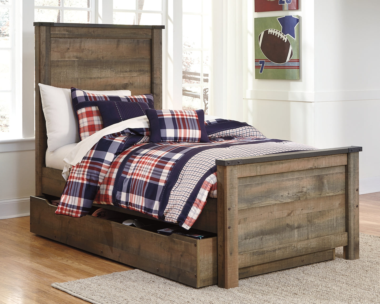 Trinell Panel Bed With 1 Large Storage Drawer