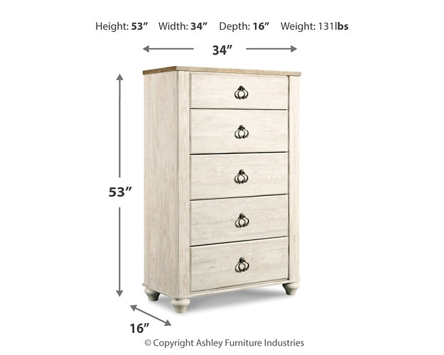 Willowton Panel Bed With Mirrored Dresser, Chest And Nightstand