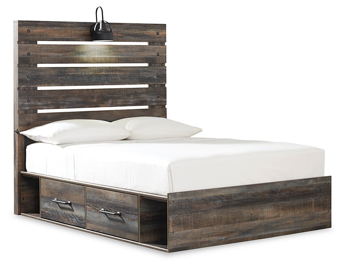 Drystan Panel Bed With 2 Storage Drawers With Mirrored Dresser, Chest And Nightstand
