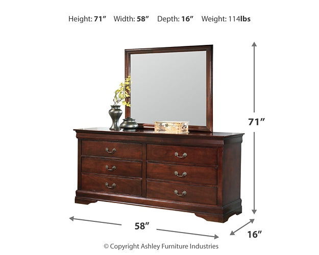 Alisdair Sleigh Bed With Mirrored Dresser And Chest