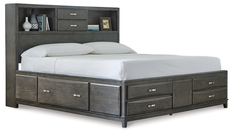 Caitbrook Storage Bed With 8 Storage Drawers With Mirrored Dresser, Chest And Nightstand