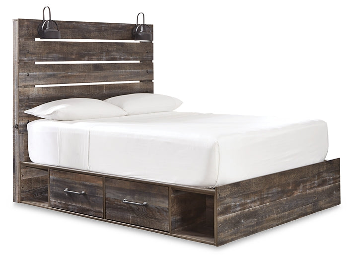 Drystan Panel Bed With 2 Storage Drawers With Mirrored Dresser, Chest And Nightstand