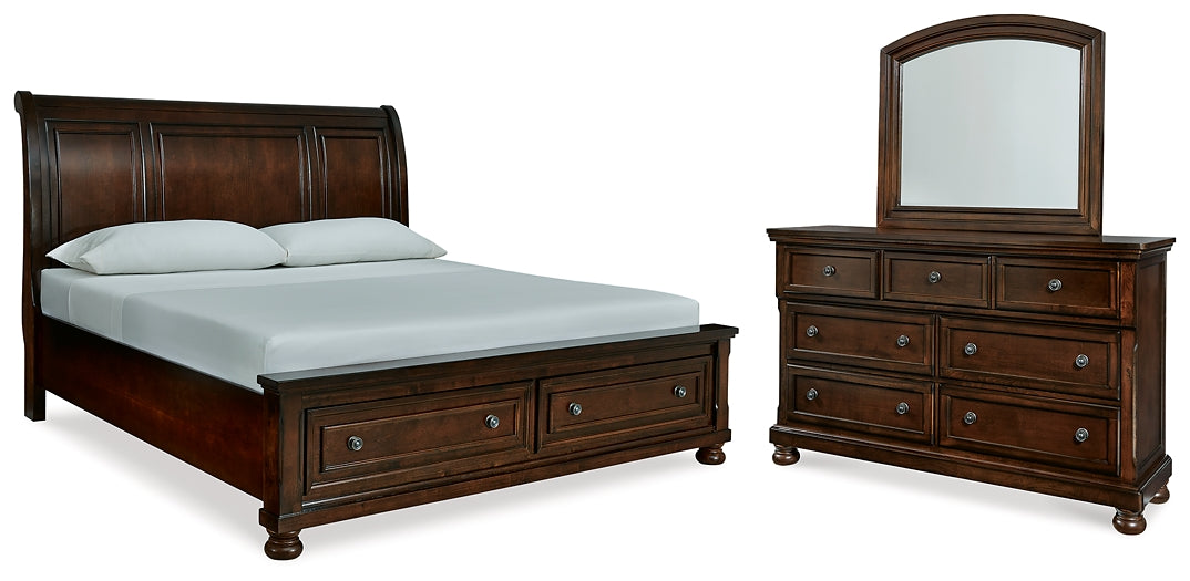 Porter Sleigh Bed With Mirrored Dresser