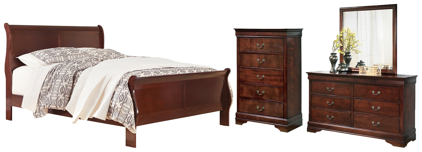 Alisdair Sleigh Bed With Mirrored Dresser And Chest