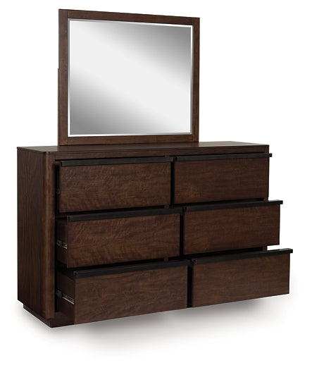 Dilenno King Canopy Bed with Mirrored Dresser and Chest