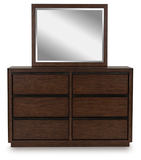 Dilenno California King Canopy Bed with Mirrored Dresser and Chest