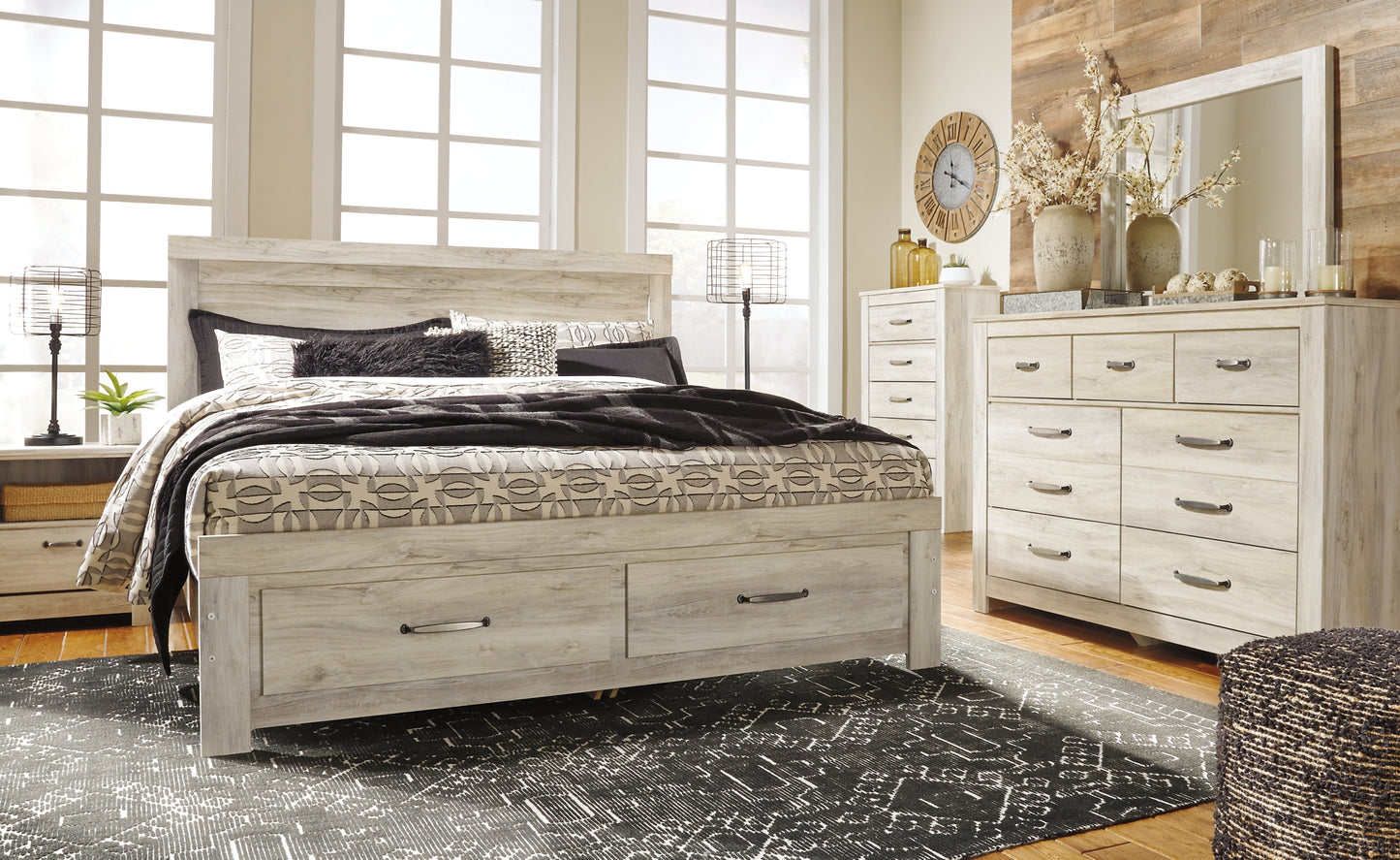 Bellaby Panel Headboard With Mirrored Dresser, Chest And Nightstand