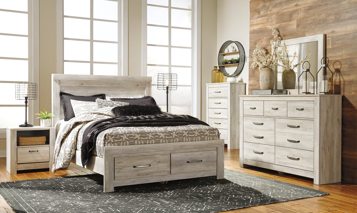 Bellaby Platform Bed With 2 Storage Drawers With Mirrored Dresser, Chest And Nightstand