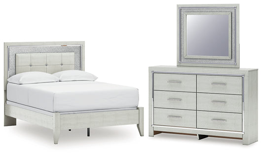 Zyniden Full Upholstered Panel Bed with Mirrored Dresser