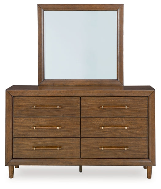 Lyncott Queen Upholstered Bed with Mirrored Dresser and Chest