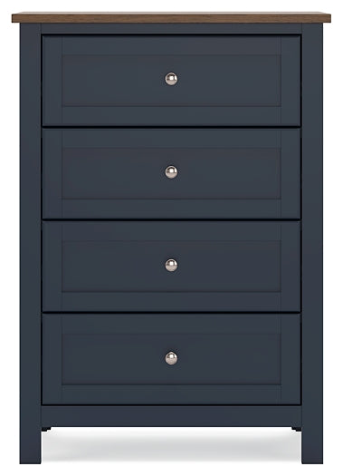Landocken Twin Panel Headboard with Mirrored Dresser and Chest