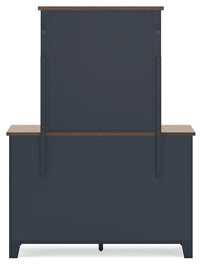 Landocken Full Panel Headboard with Mirrored Dresser, Chest and Nightstand