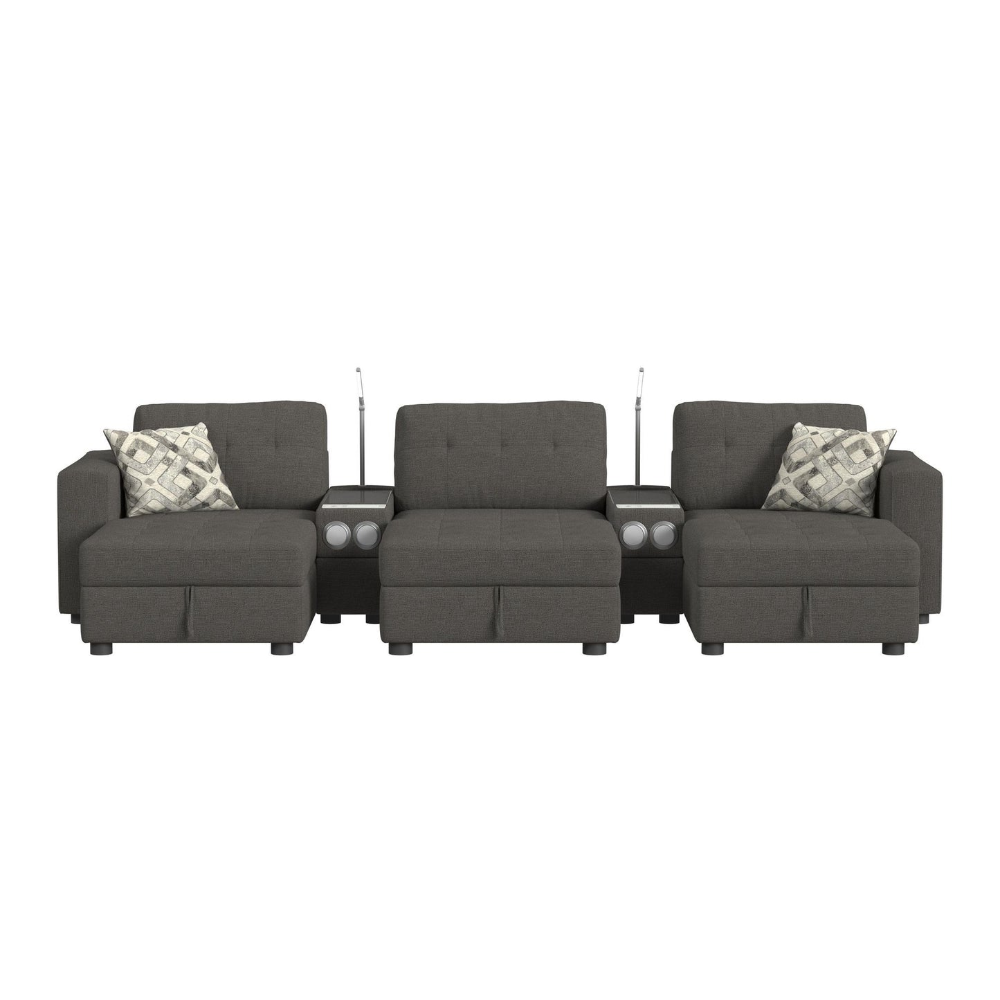 Options One - Living Room Set Sectional With Media Console And 3 Ottomans