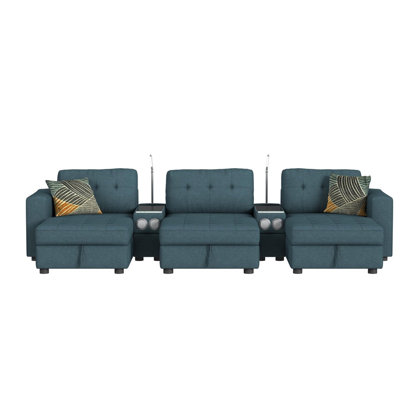 Options One - Living Room Set Sectional With Media Console And 3 Ottomans