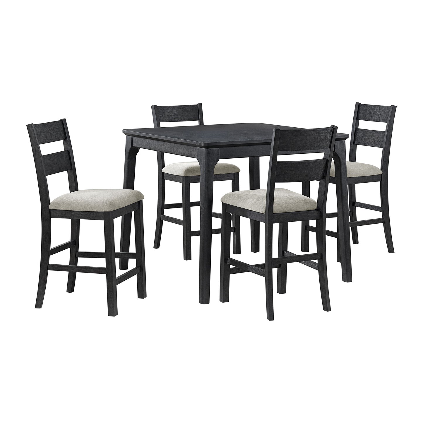 Garcia - 5 Piece Counter Set With Table And 4 Chairs - Black