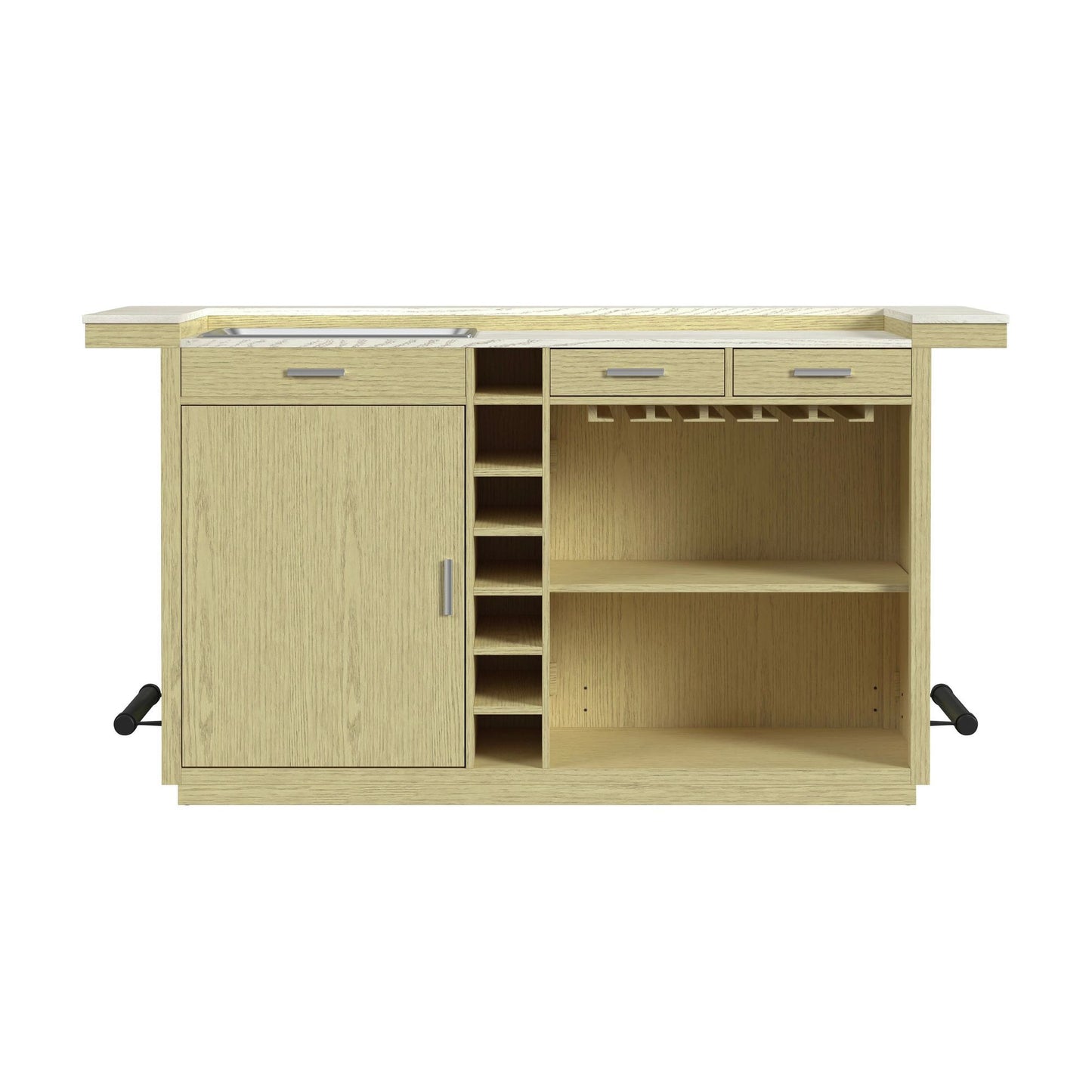 Cambrie - Bar Table With LED - Off-White And Natural