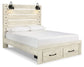 Cambeck Queen Panel Bed with 2 Storage Drawers with Mirrored Dresser