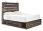 Drystan  Panel Bed With 2 Storage Drawers With Mirrored Dresser