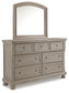 Lettner King Sleigh Bed with 2 Storage Drawers with Mirrored Dresser
