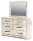 Lawroy Queen Panel Headboard with Mirrored Dresser and Chest