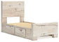 Lawroy Twin Panel Bed with Mirrored Dresser, Chest and Nightstand