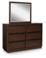 Dilenno King Canopy Bed with Mirrored Dresser