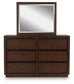 Dilenno California King Canopy Bed with Mirrored Dresser and Chest