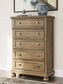 Feddinger Queen Storage Sleigh Bed with Mirrored Dresser, Chest and Nightstand
