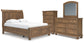 Feddinger Queen Storage Sleigh Bed with Mirrored Dresser and Chest