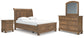 Feddinger Queen Storage Sleigh Bed with Mirrored Dresser and Nightstand