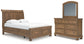Feddinger Queen Storage Sleigh Bed with Mirrored Dresser