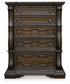 Maylee King Canopy Bed with Mirrored Dresser, Chest and Nightstand