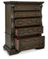 Maylee King Canopy Bed with Mirrored Dresser, Chest and Nightstand