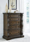 Maylee King Canopy Bed with Mirrored Dresser and Chest