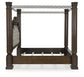 Maylee King Canopy Bed with Mirrored Dresser and Nightstand