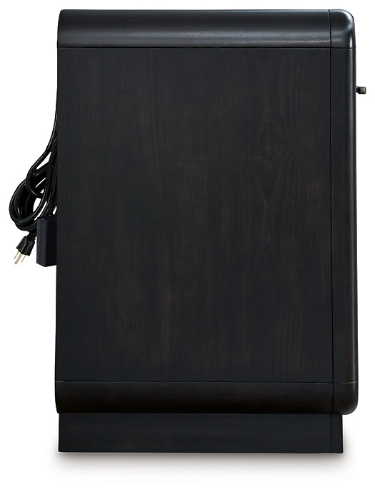 Rowanbeck California King Upholstered Panel Bed with Mirrored Dresser and Nightstand