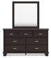 Covetown Queen Panel Bed with Mirrored Dresser, Chest and Nightstand