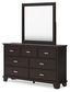 Covetown Queen Panel Bed with Mirrored Dresser and Chest