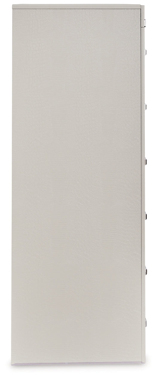 Zyniden Queen Upholstered Panel Headboard with Mirrored Dresser and Chest