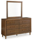 Lyncott King Upholstered Bed with Mirrored Dresser and Chest