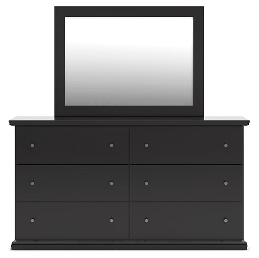 Twin Panel Bed with Mirrored Dresser, Chest and Nightstand