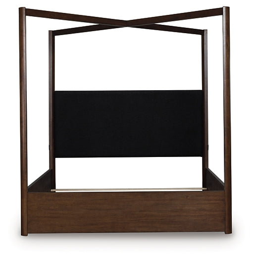 Dilenno California King Canopy Bed with Mirrored Dresser and Chest