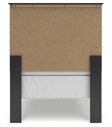 Twin Panel Bed with Mirrored Dresser