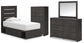 Hollivern Twin Panel Bed with Storage with Mirrored Dresser and Chest
