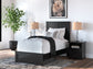 Twin Panel Bed with Mirrored Dresser and Nightstand
