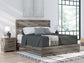 Graystorm King Panel Bed with Mirrored Dresser and Chest